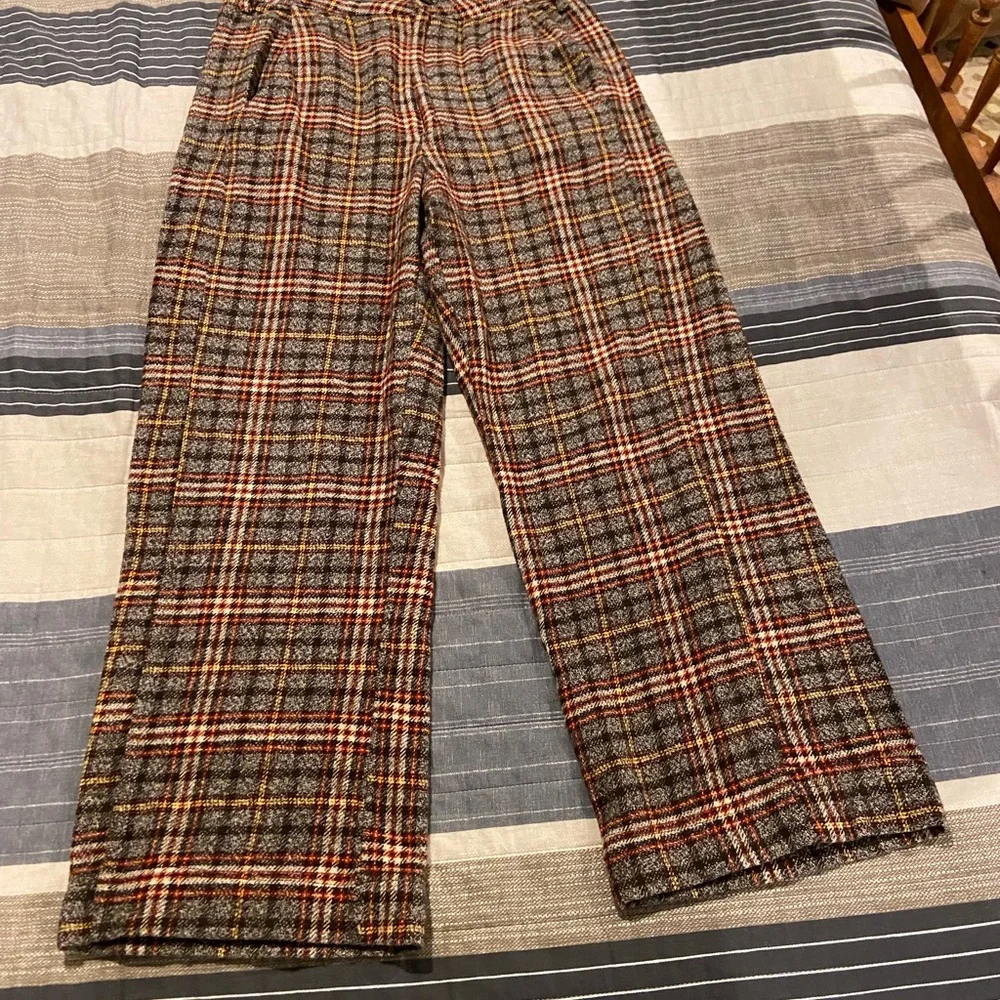 Free People Plaid Boot Cut Pants - Red and Gray - Picture 3 of 10